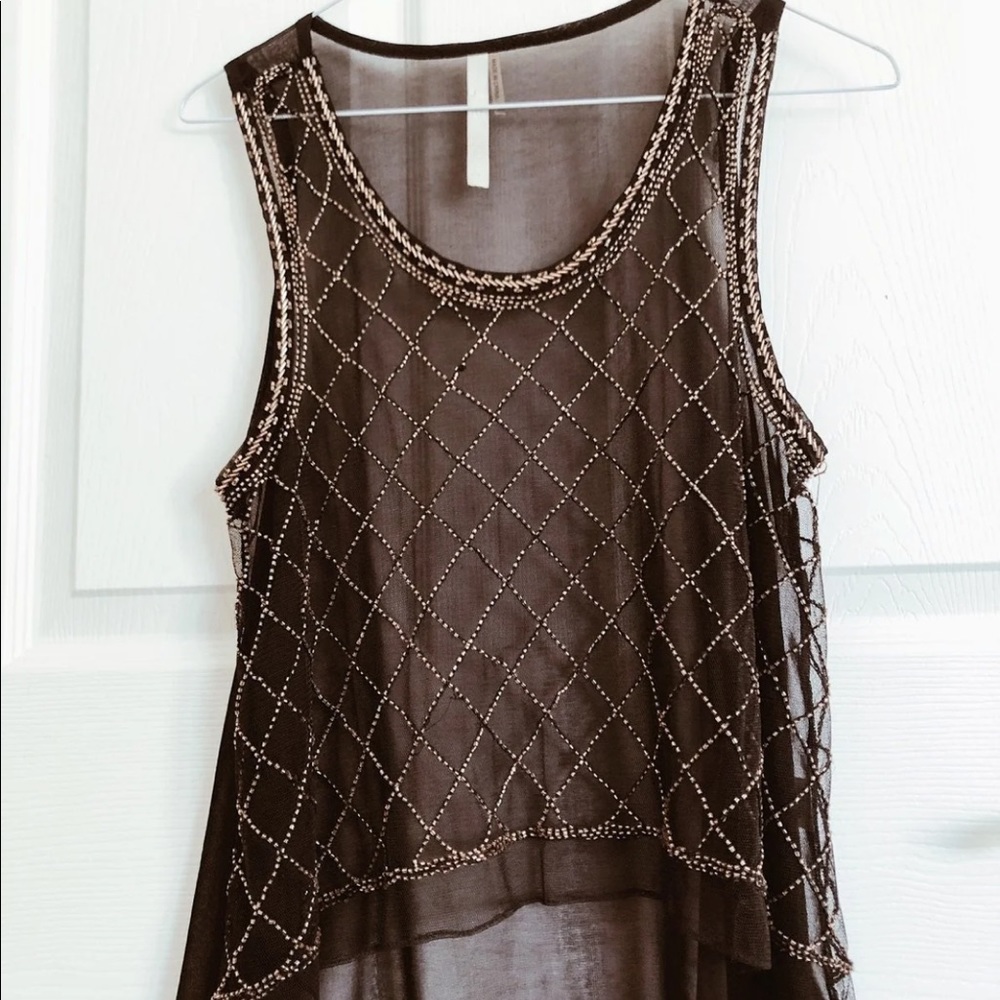 Beaded black hi-low fancy party shirt